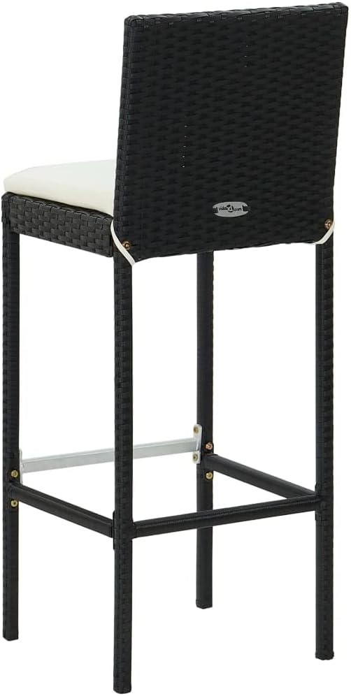 vidaXL Black Patio Bar Set – 3 Piece Weather- Poly Rattan Outdoor Furniture - Image 7