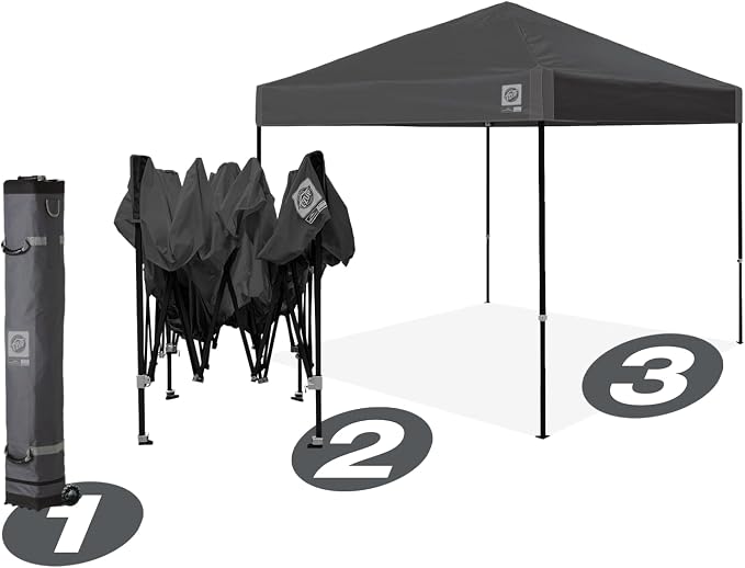 E-Z UP Ambassador Instant Pop Up Canopy Tent, Roller Bag and 4 Piece Spike Set - Image 2