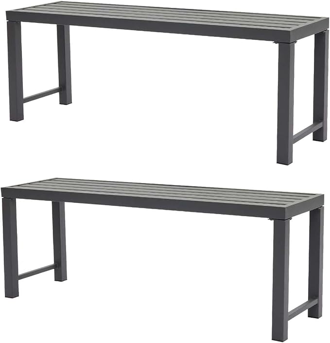 Outdoor Metal Backless Bench, Weatherproof Patio Bench - Image 6