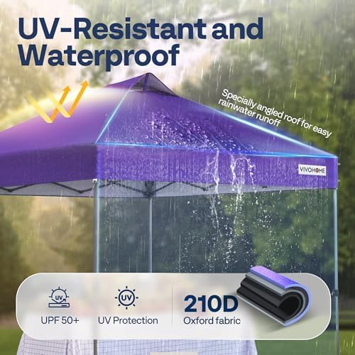 VIVOHOME 8x8ft Pop Up Canopy Tent One Push Setup Outdoor Portable Shelter Tent - Image 2