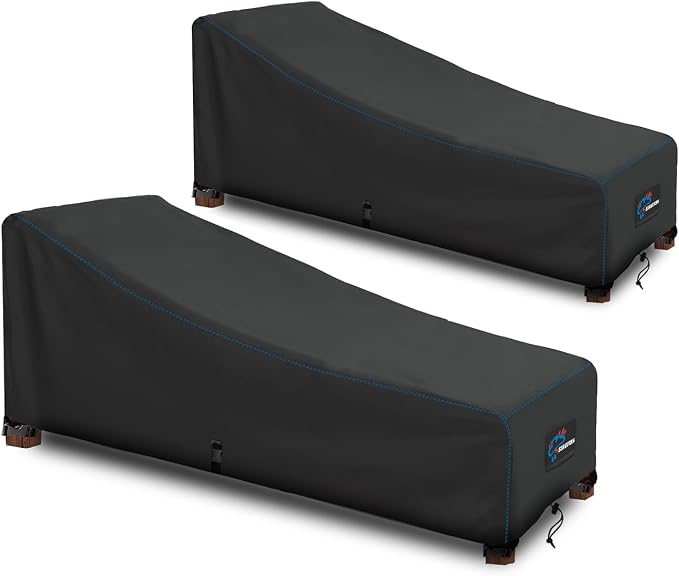 SIRUITON 2 PCS Outdoor Chaise Lounge Cover, Heavy Duty Waterproof & UV by SIRUITON