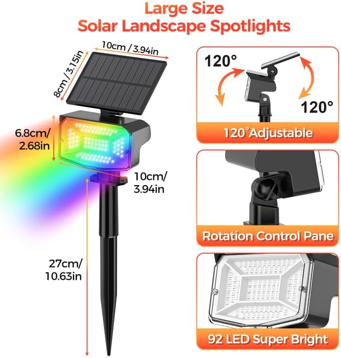Solar Lights Outdoor Color Changing, 85 LEDs 9 Lighting Modes RGB Solar Outdoor - Image 6