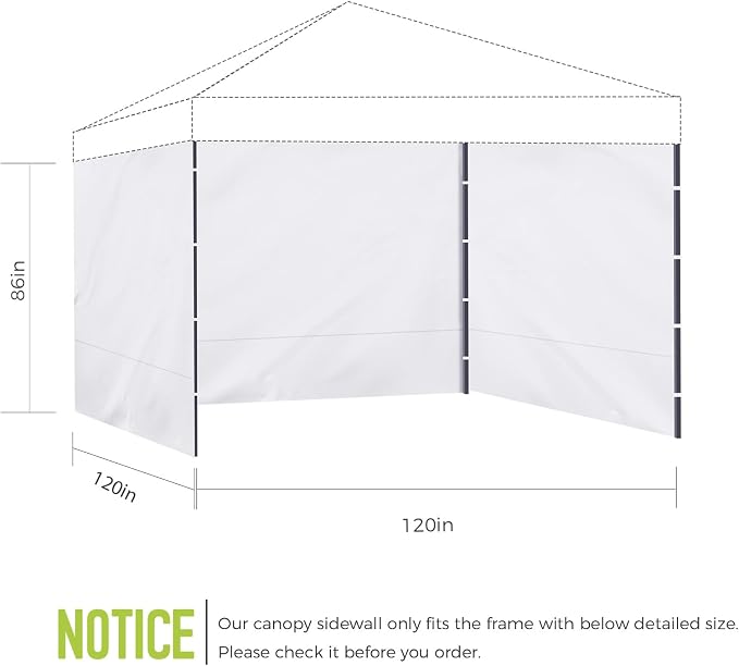10x10ft Canopy Sidewall 3 Pack Waterproof Wall Panel Replacement - Image 2