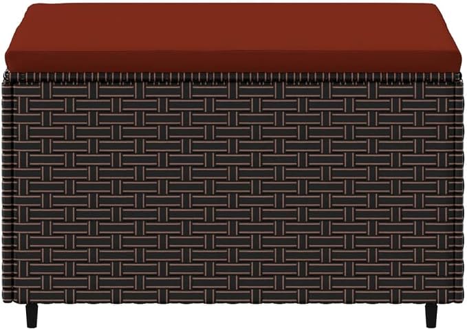 vidaXL Patio Footrest with Cushion Brown and Cinnamon Red - Image 5
