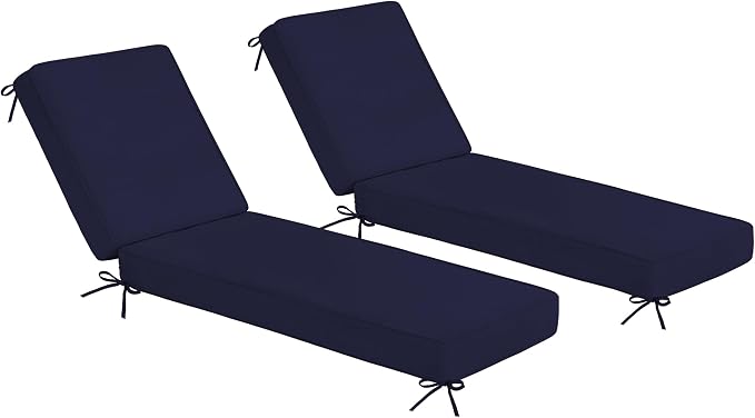 Sundale Outdoor Olefin Chaise Lounge Cushion Set of 2, Water-Resistant Patio by SundaleOutdoor