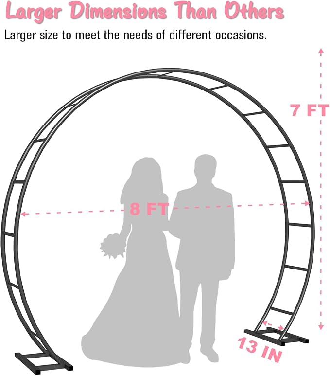 Queension Metal Arch Backdrop Stand 8Ft Wide 7Ft High, Wedding Arch Frame - Image 2