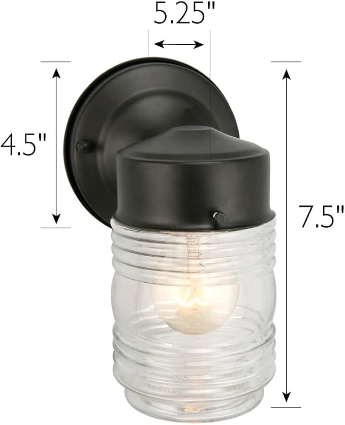 Design House Jelly Jar Wall Light, Indoor/Outdoor, Matte Black, Wall Mount - Image 2