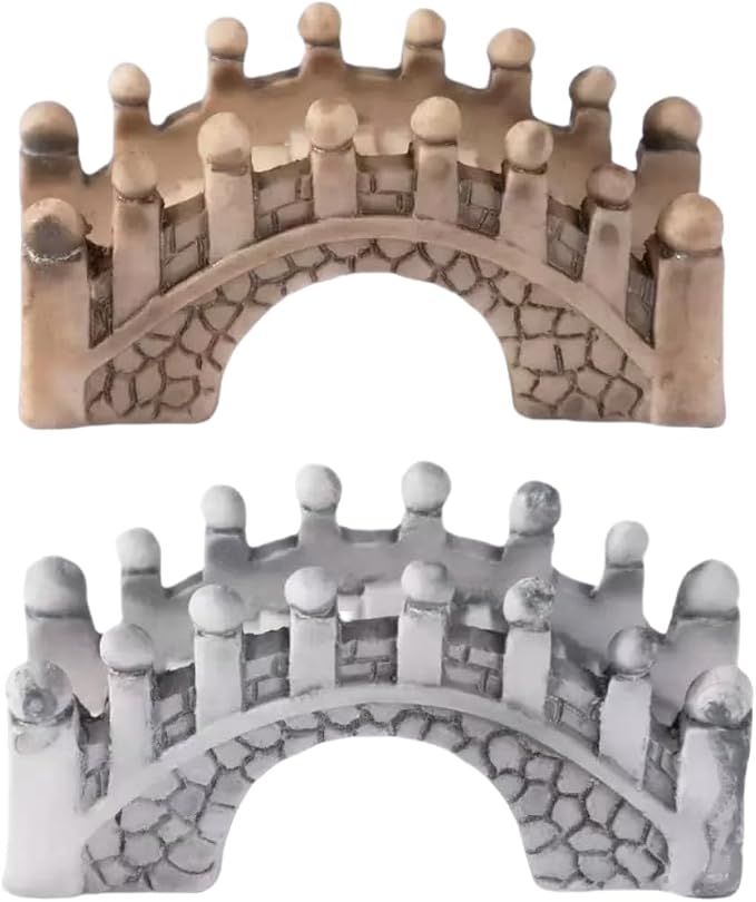 2 Pcs Gray and Brown Miniature Stone Arch Bridges by Unknown