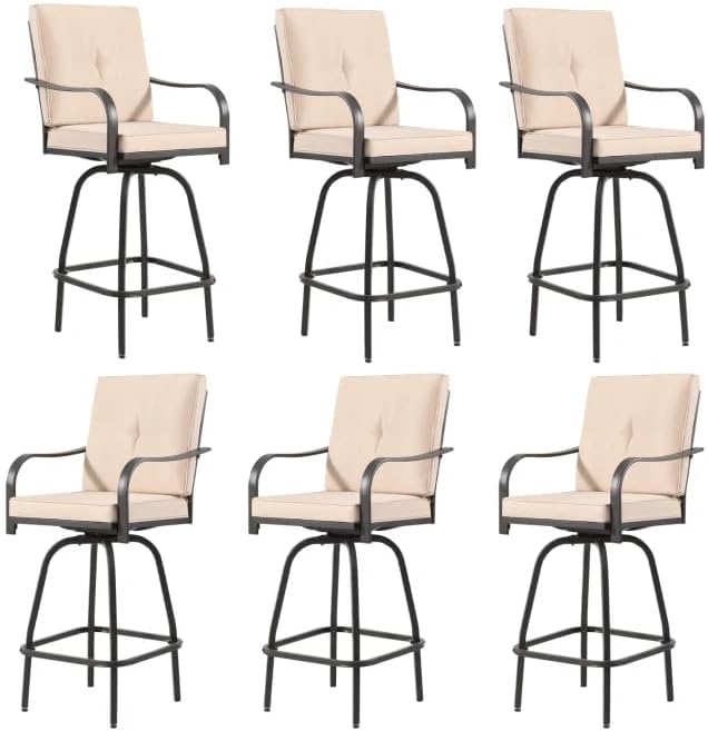 Outdoor Swivel Bar Stools Set of 6, Bar Height Patio Chairs by Godappe