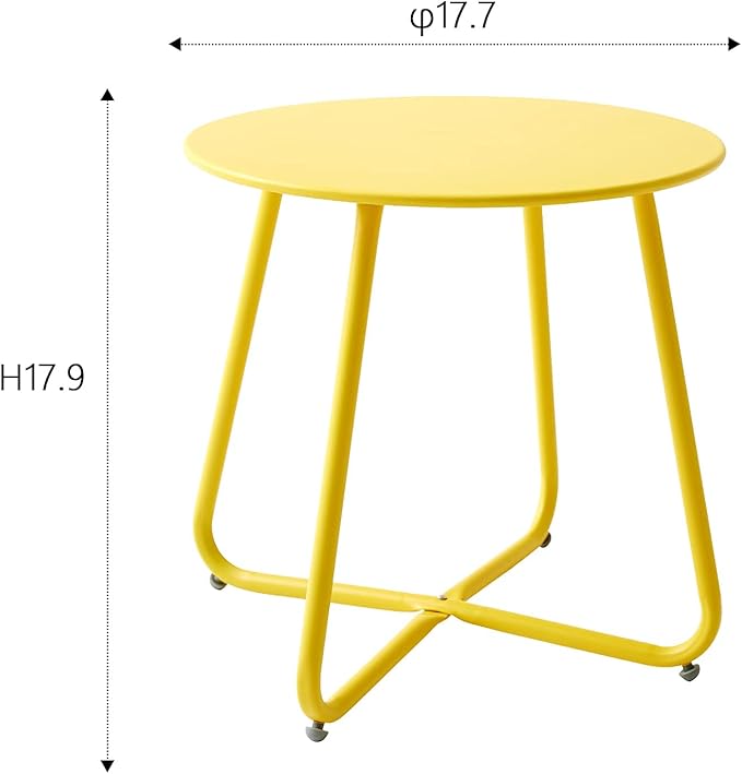 Outdoor Table Small Patio Side Table Waterproof Round Metal Side Table Weather - Image 3