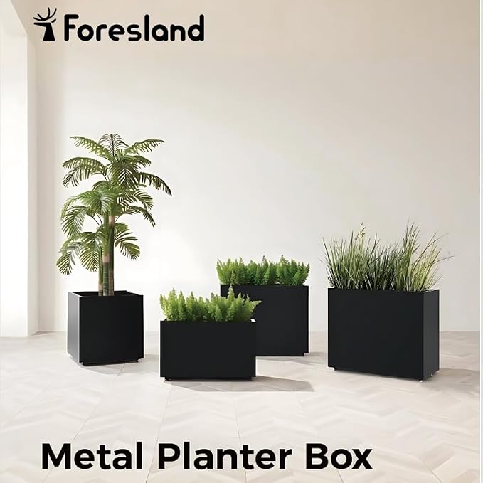 Tall & Long Metal Planter with Middle Shelf, 36W x 11D x 30H Large Rectangular - Image 7