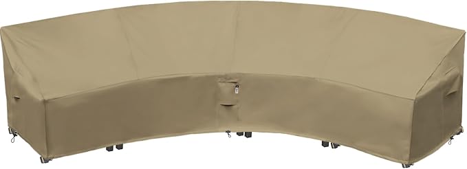Curved Patio Furniture Cover for Outdoor Sectional Sofa, Half Moon Lawn Outside by Flexiyard