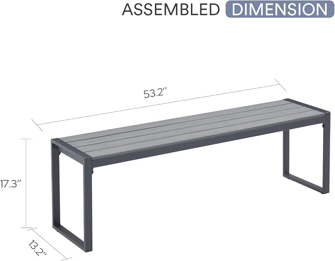 VICLLAX Garden Bench, 2 Pieces Outdoor Patio Wooden Bench - Image 3