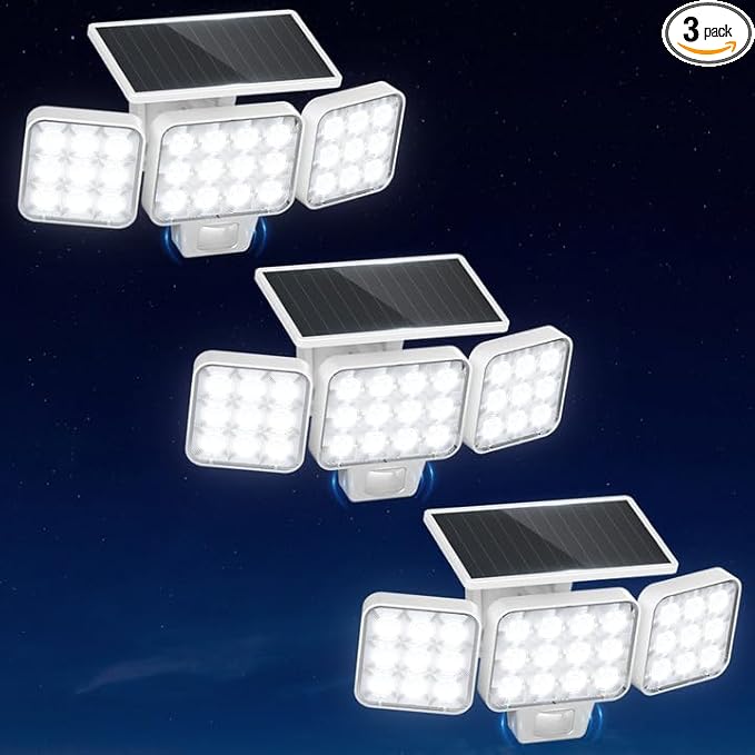 WdtPro Motion Sensor Outdoor Lights 3 Pack, 3500LM Bright Solar Lights Outdoor by WdtPro