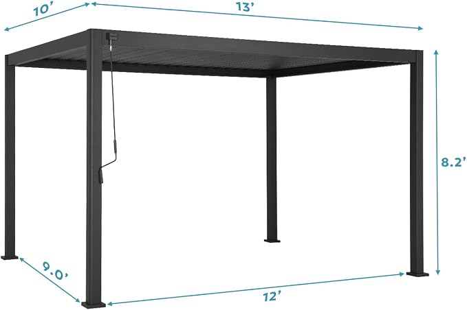 Mirador 111S Round Louvered Pergola Gazebo, 10Ft x 13Ft, Full Aluminum Frame - Image 6