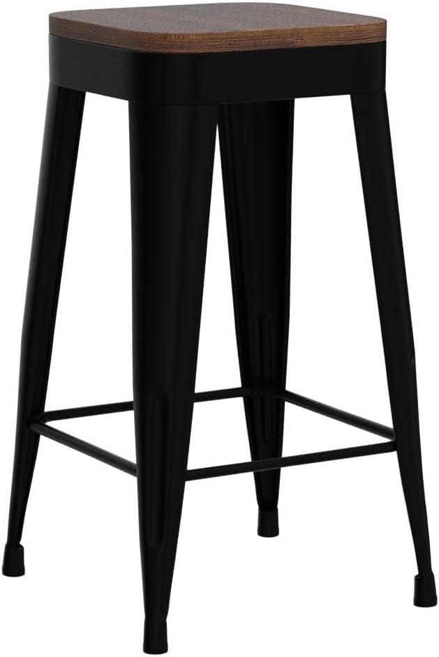 Bar Stools Set of 4 Metal Bar Stool Counter Height Bar Stools Black, Modern 24" - Image 5