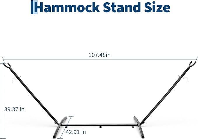 9FT Heavy Duty Adjustable Steel Hammock Stand, 450 LBS Capacity Outdoor Hammock - Image 2