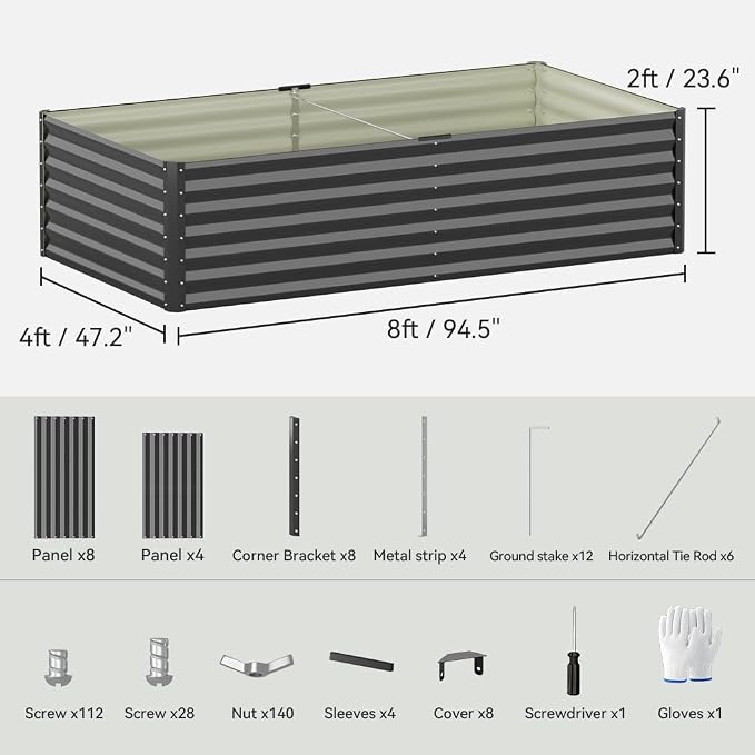 COMHOMA Galvanized Raised Garden Bed, Large Metal Planter Box - Image 7