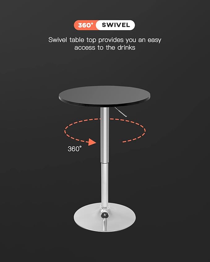 Modern Bar Table Height Adjustable Kitchen Dining Table Round Pub Table Counter - Image 5
