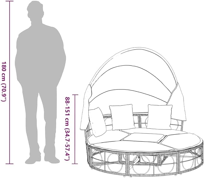 vidaXL Patio Lounge Bed with Canopy - Image 4