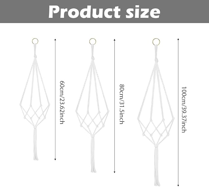 6 Pack Macrame Hanging Planter Holder 3 Sizes Indoor Hanging Planter Basket - Image 2