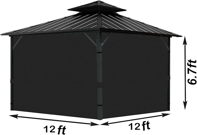 Gazebo Universal Replacement Privacy Curtain, 4-Panels Sidewall - Image 2