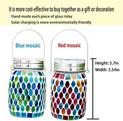 2 Pack Solar Outdoor Mosaic Lantern, Solar Lights Outdoor Hanging Lanterns - Image 7