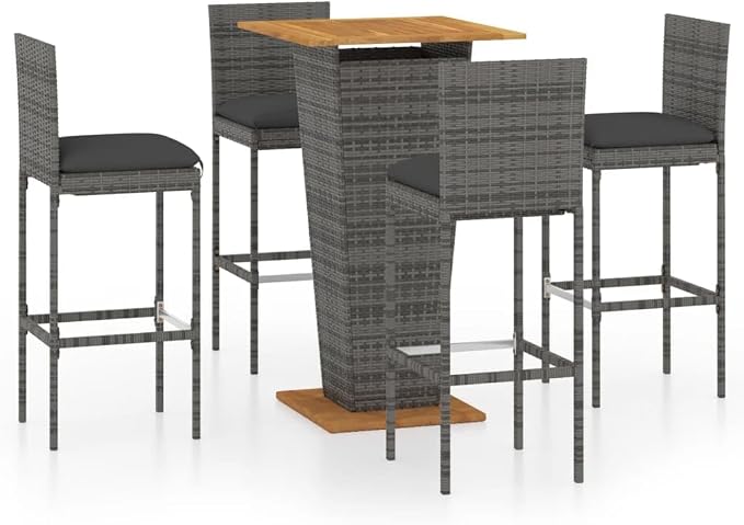 vidaXL Patio Bar Set with Cushions 5 Piece Garden Outdoor Balcony Backyard by vidaXL