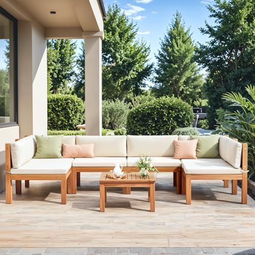 Devoko Outdoor Sectional Couch 7 Pieces Patio Sectional Sofa - Image 2