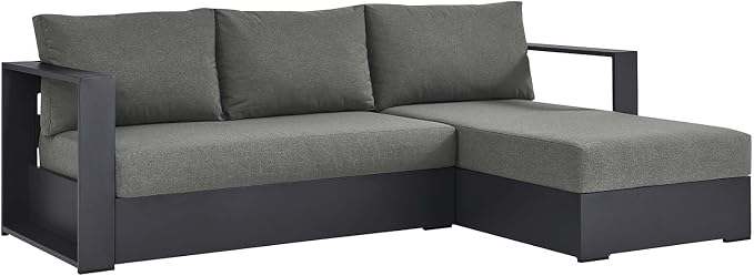Modway Tahoe Modular Aluminum 2-Piece Outdoor Patio Furniture Gray Charcoal - Image 3