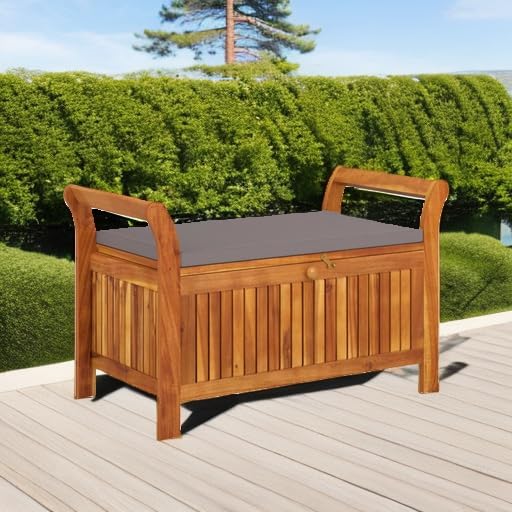 vidaXL Garden Storage Bench, Solid Acacia Wood, Classic Outdoor Design - Image 5