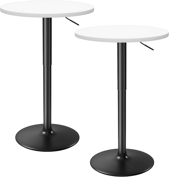 Flamaker Round Bistro Pub Table 23.6 Inch Height Adjustable 360° Swivel Bar by Flamaker
