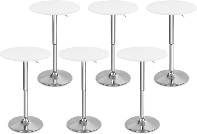 CLATINA Round Bar Pub Tables Set of 6, 360° Swivel High Top Cocktail Table by CLATINA