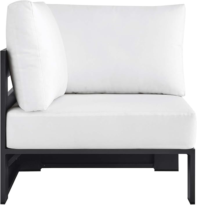 Modway Tahoe Aluminum Outdoor Sectional Corner Chair in Gray White - Image 4
