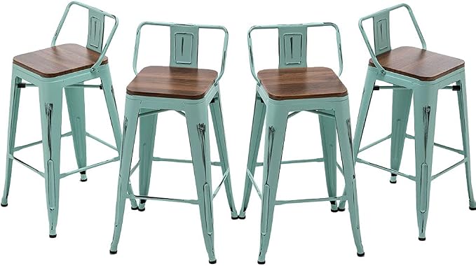 Andeworld Bar Stools Set of 4 Counter Height Stools Industrial Metal Barstools by Andeworld