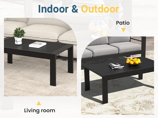 Wisteria Lane Outdoor Furniture Patio Coffee Table, Rectangle Outdoor Coffee - Image 5