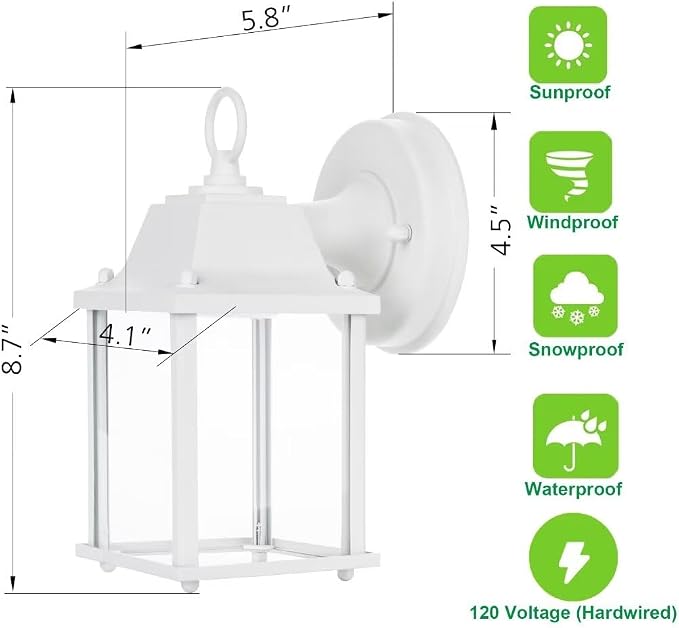 LIT-PaTH Outdoor LED Wall Lantern, Wall Sconce as Porch Light, 9.5W 800 Lumen - Image 3
