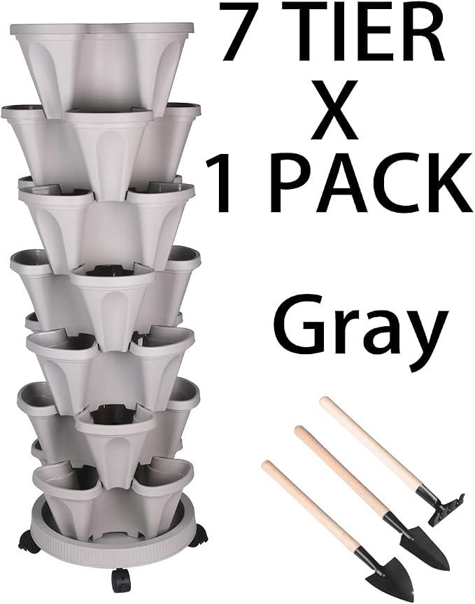 GameXcel Vertical Planter 7 Tier Stackable Planters Garden Planters Strawberry - Image 8