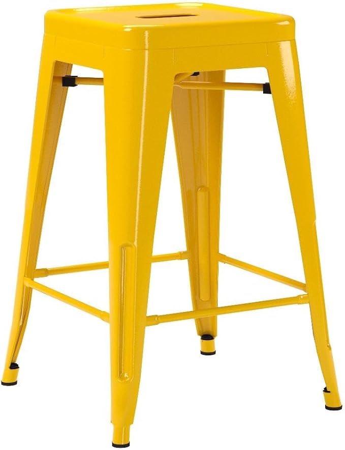 Devoko Metal Bar Stools 24" Indoor Outdoor Stackable Barstools Modern Style - Image 5
