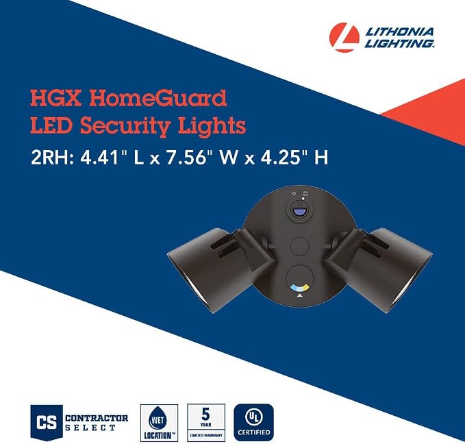 Lithonia Lighting HomeGuard 2-Light LED Outdoor Flood Lights, Outdoor LED Lights - Image 4