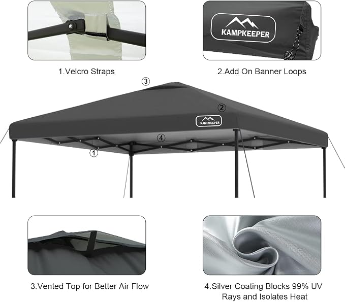 KAMPKEEPER Replacement Top Pop Up Canopy Tent Cover Roof - Image 4