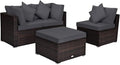 Tangkula 4 Pieces Patio Rattan Sofa Set, Outdoor Wicker Sectional Furniture Set by TANGKULA