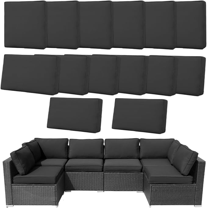 Covers for 14Pcs Outdoor Cushion 25.6x25.6x3.9inch Replacement Washable by Frxeyaliz
