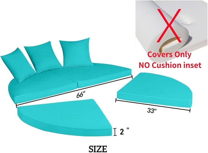 Outdoor Round Daybed Cushion Cover, Replacement Patio 66" Sun Bed 4 in 1 - Image 3