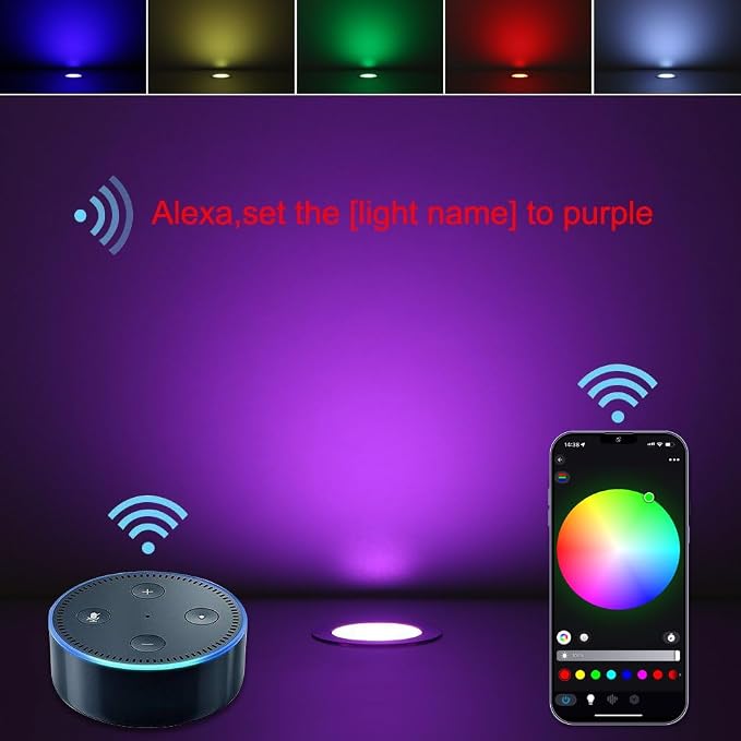 Low Voltage LED Deck Lights, 30 Pack 1.22" Smart WiFi RGBW 3000K Recessed Step - Image 2