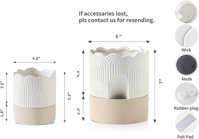 Nihow Self Watering Plant Pot for Indoor Plants: 4.5+6 Inch Ceramic Planter - Image 2