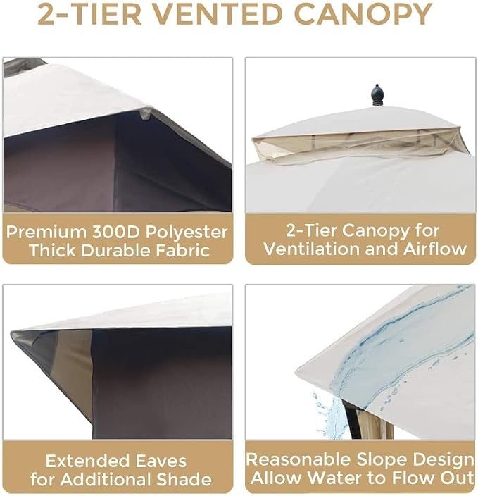 Patio Gazebo 10x12, Outdoor Gazebos, Heavy Duty Gazebo Soft Top Gazebos - Image 7