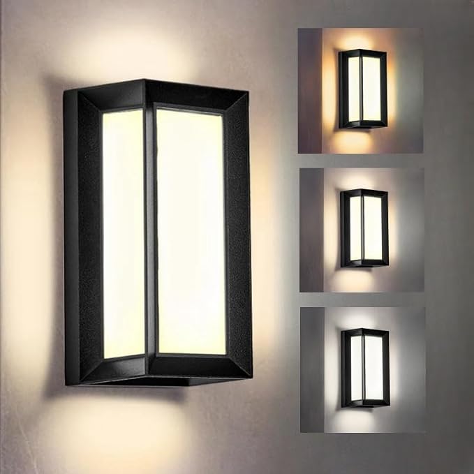 LANFU LED Modern Outdoor Wall Sconce Light 3000k 4500k 6000k 3-Color Adjustment by LANFUlampsandlights