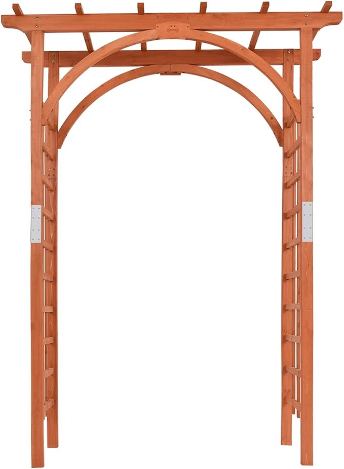 GYMAX Wood Arbor Arch, Outdoor Ceremony Wedding Bridal Decor - Image 9