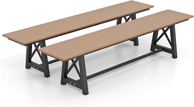 Tangkula 6 FT HDPE Outdoor Bench, Extra Long Patio Picnic Bench by TANGKULA